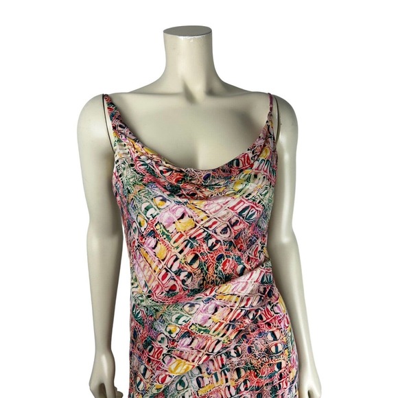 Sies Marjan Farrah Croco Printed Midi Slip Dress 2 Colorful Cocktail Drape Neck - Picture 5 of 12